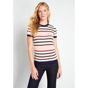 Modcloth Charter School Short Sleeve Sweater